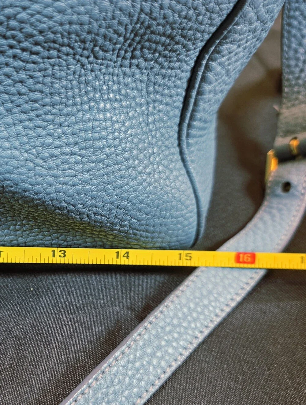 Authentic Prada Vitello Daino Blue Leather Top Handle Handbag  Comes w COA